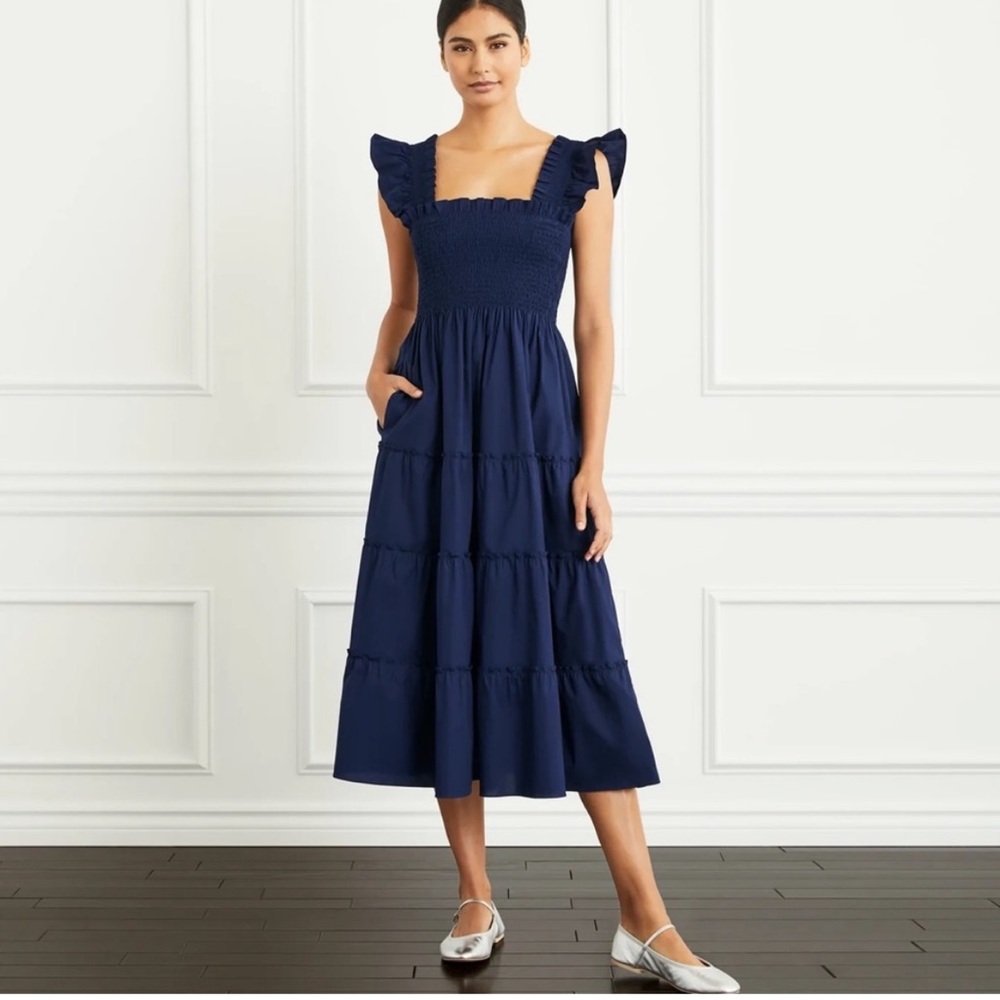Hill House Nap Dress Ellie Midi XS Navy NWOT